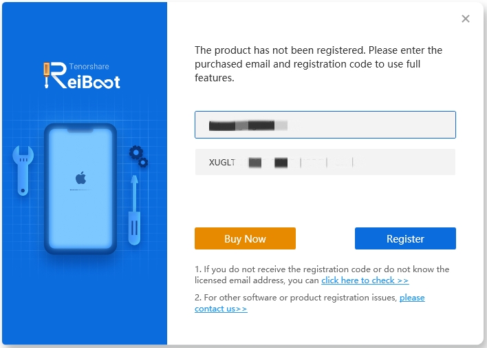 reiboot licensed email and registration code