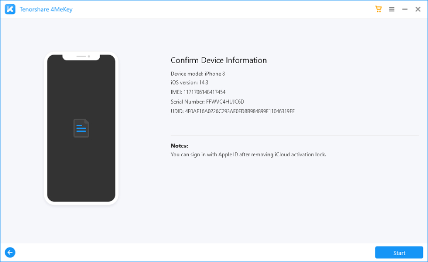 confirm device info - 4MeKey guide
