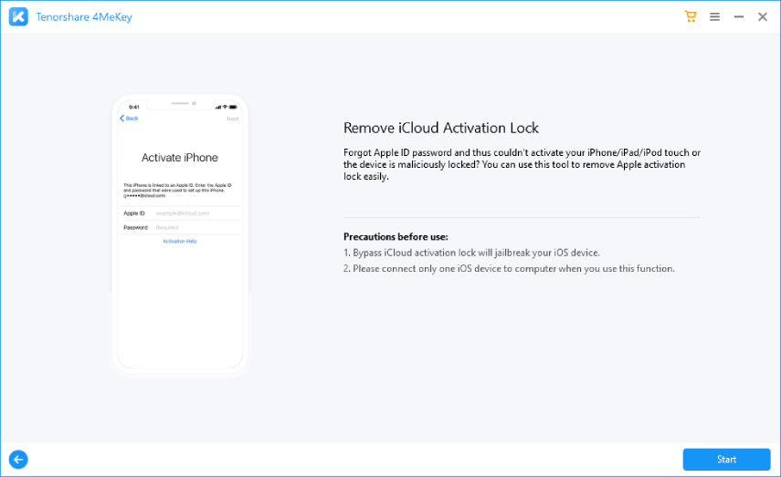 unlcok iCloud - 4MeKey interface