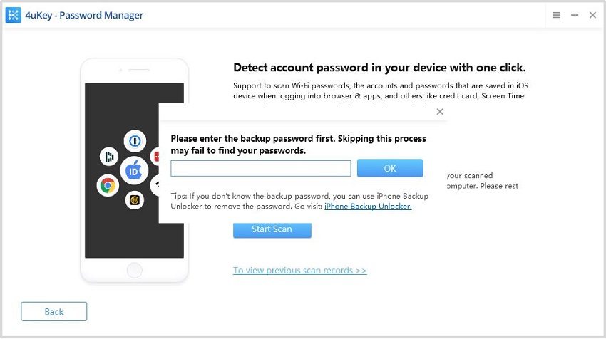 unlcok backup password - ios password manager guide