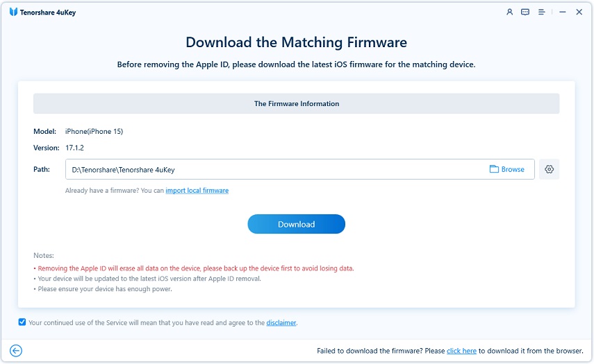 download the firmware before removing apple id