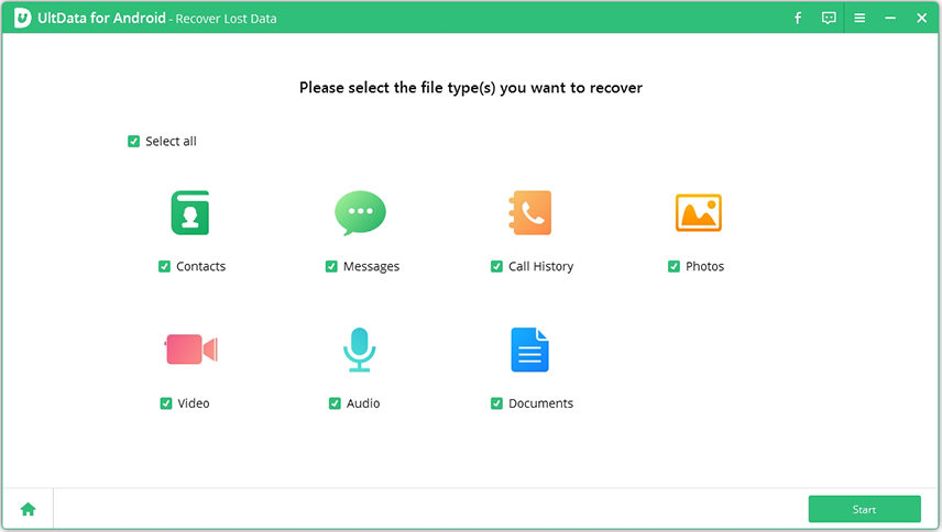 choose file types from ultdata for android