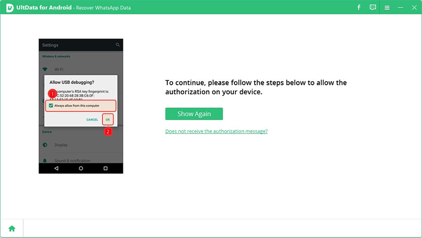 click show again according to ultdata for android