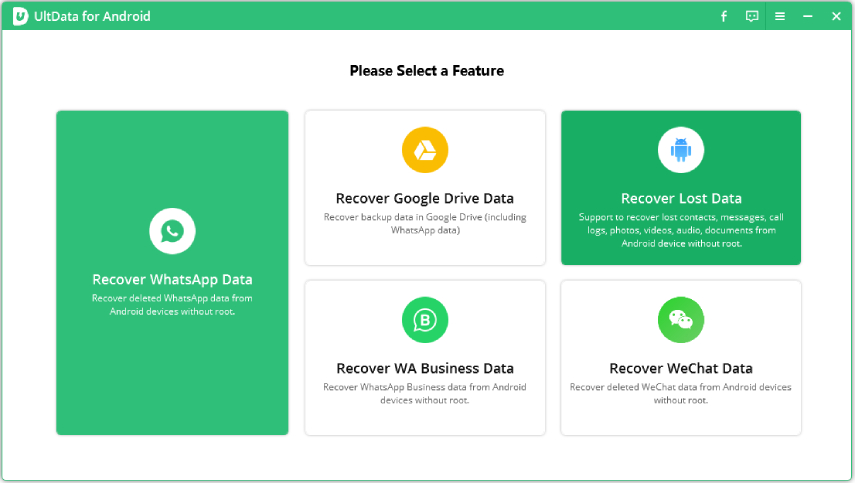 ultdata for android recover lost data feature