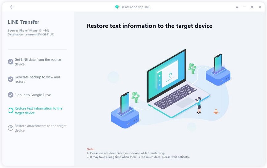 icarefone for line guide - restore LINE text information
