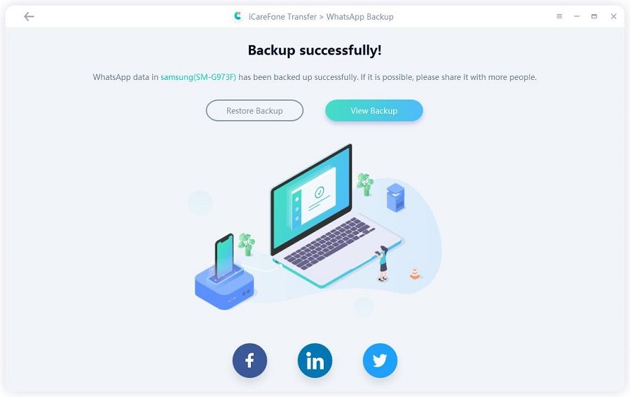 back up whatsapp backup file successfully