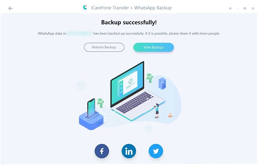 icarefone transfer guide - back up whatsapp interface