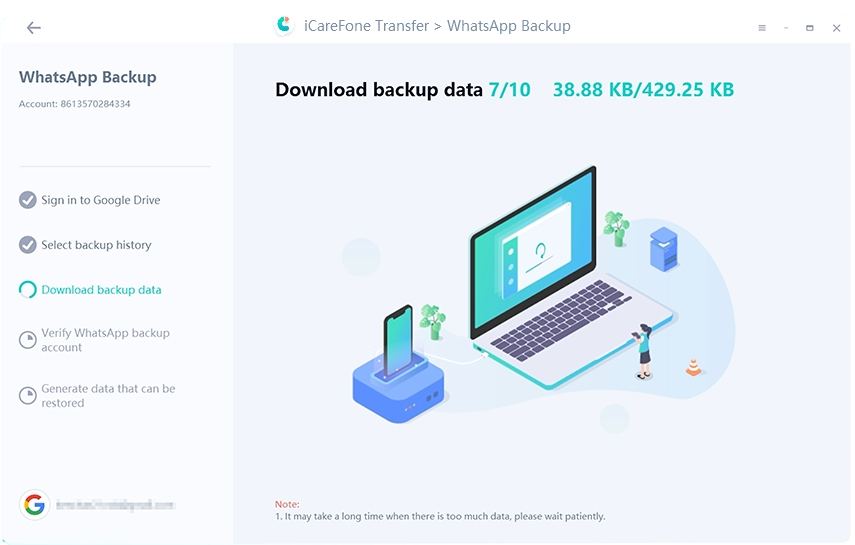 icarefone transfer guide - back up whatsapp interface