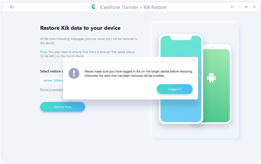 ingelogd kik-account voor resotring-gids