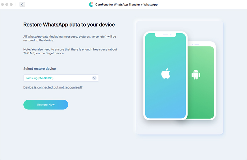 select backup file to restore to Android - guide