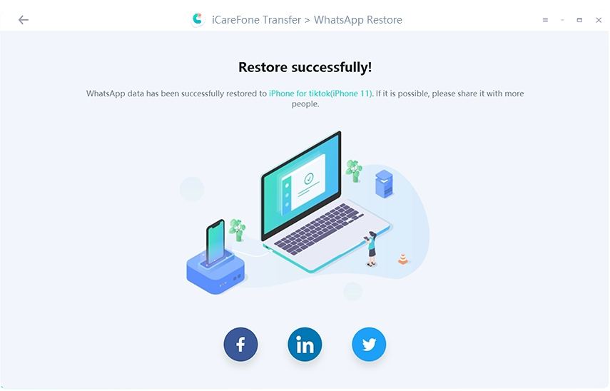 icarefone transfer guide - back up whatsapp interface