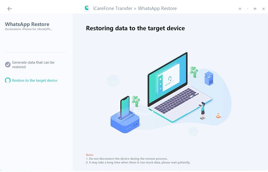 icarefone transfer guide - back up whatsapp interface