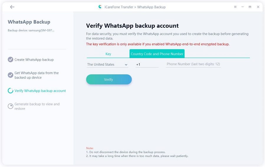 verify whatsapp backup file on android
