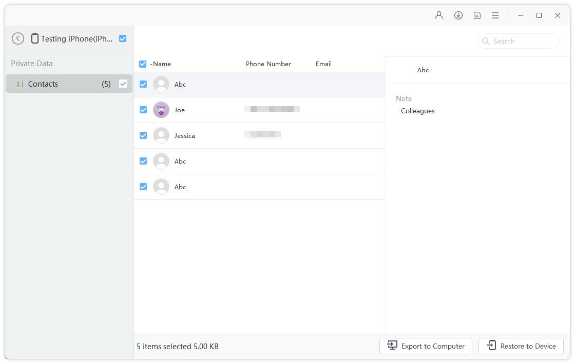 preview and restore backups - icarefone guide