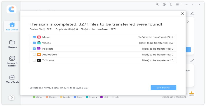 transfer device media files to itunes - icarefone guide