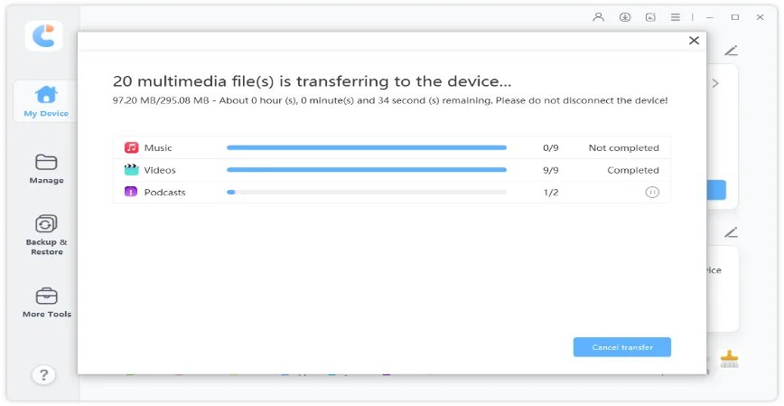 transferring itunes library to device - icarefone guide