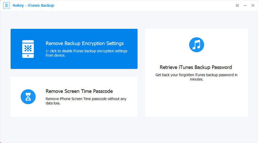 select remove backup encryption settings - 4ukey itunes backup guide