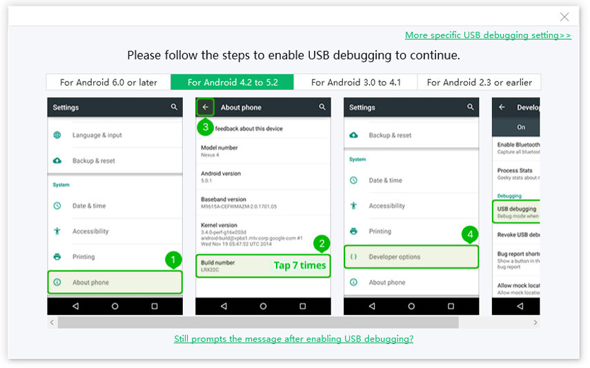 Tenorshare ReiBoot for Android enable Android with 4.2 to 5.2 usb debugging_2