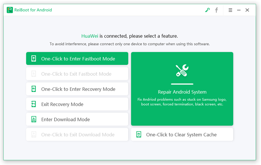 Tenorshare ReiBoot for Android with one click to enter fastboot mode