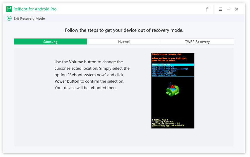 samsung exit recovery mode with Tenorshare ReiBoot for Android - guide