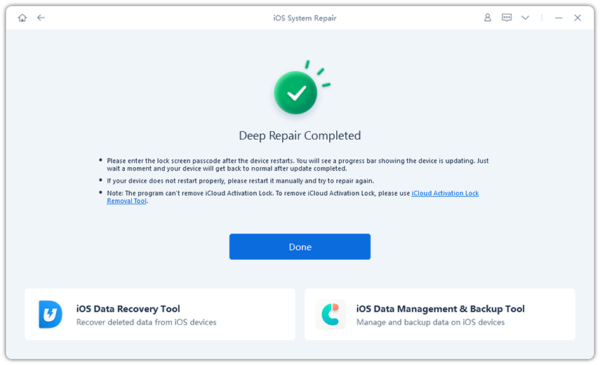 deep repair successfully with reiboot