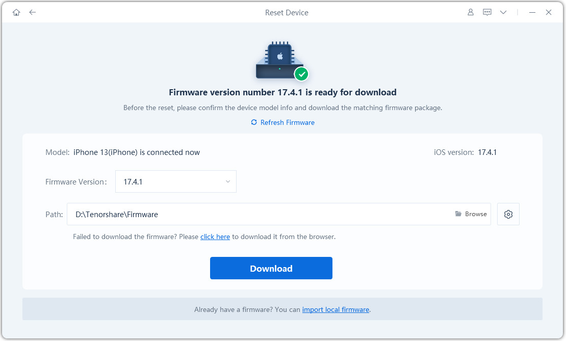 download firmware to factory reiboot