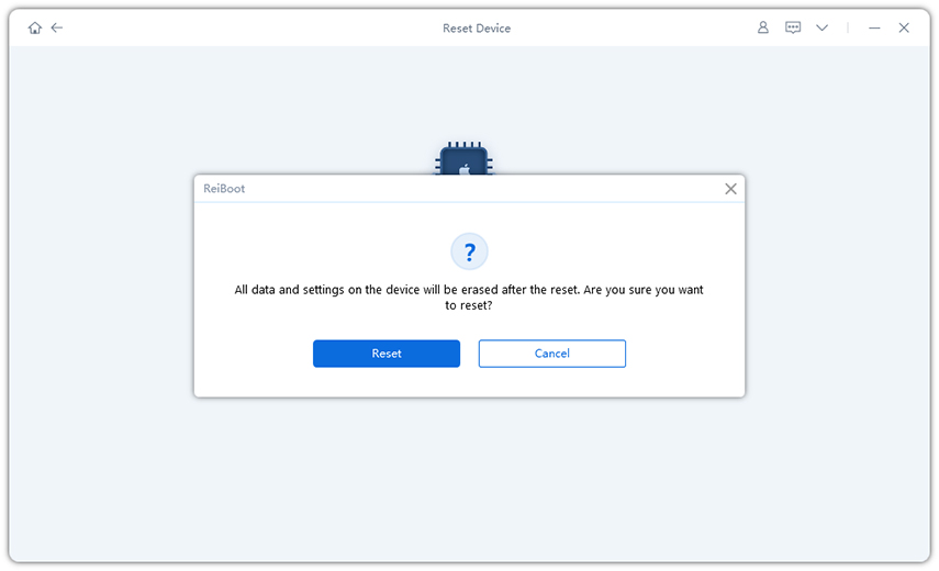 confrim to reset device with factory reset
