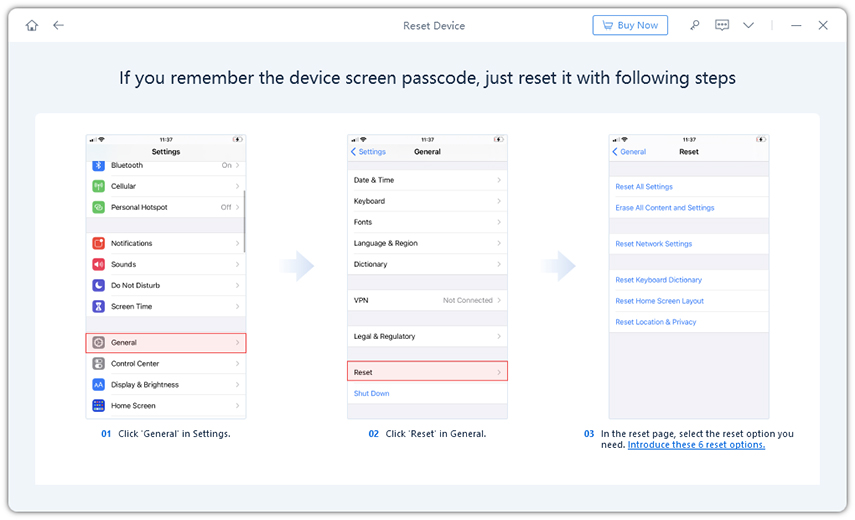 guideline for 6 reset options