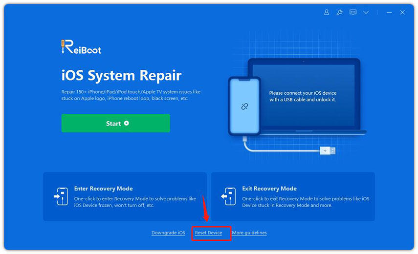click Reset device in ReiBoot