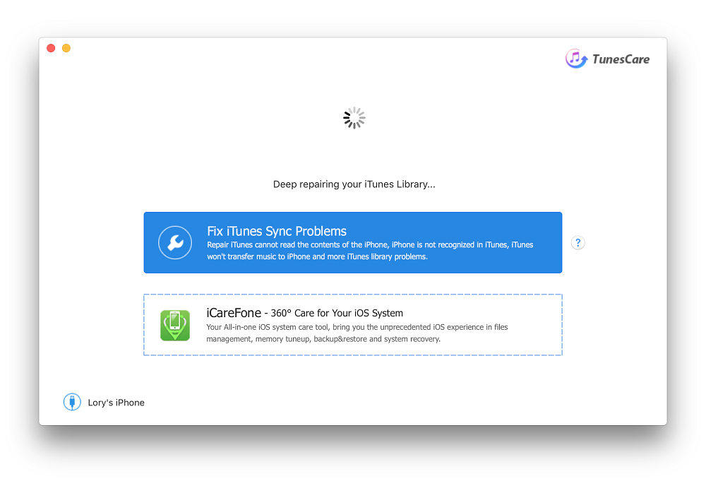 deep repairing by tunescare for mac