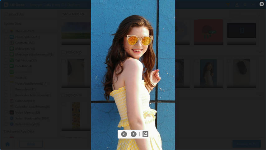 preview lost photos via UltData