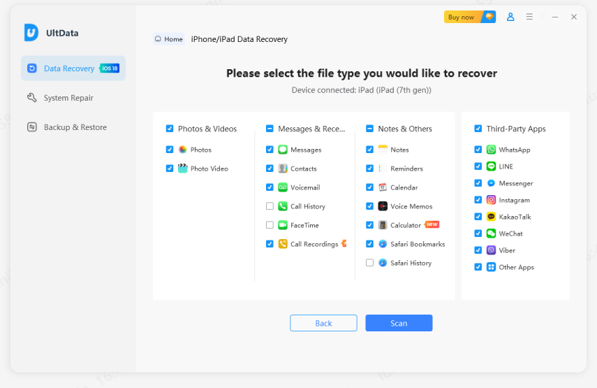 start scan lost ios data with UltData