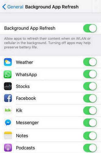 turn off background app refresh